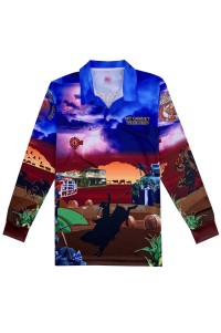 Order Men's Long Sleeve Polo Shirt Dye Sublimation Customized All Over Printing Australian Farm Three Buttons Dye Sublimation Supplier 100%Polyester P1479